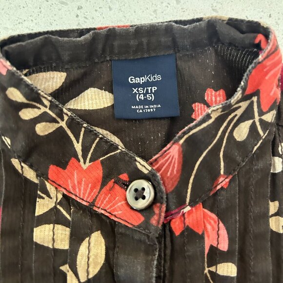 Vtg GAP Toddler Brown Dress Floral Button-Front‎ Dress |Sz 4/5 Baby Girl Cotton - Picture 6 of 6